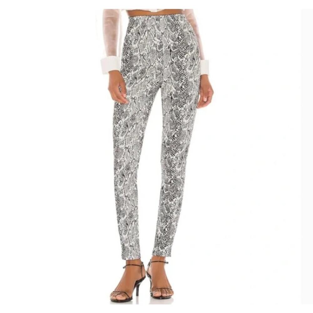 NBD Black & White Snake Print Nora High Waisted Pants Size Large $165